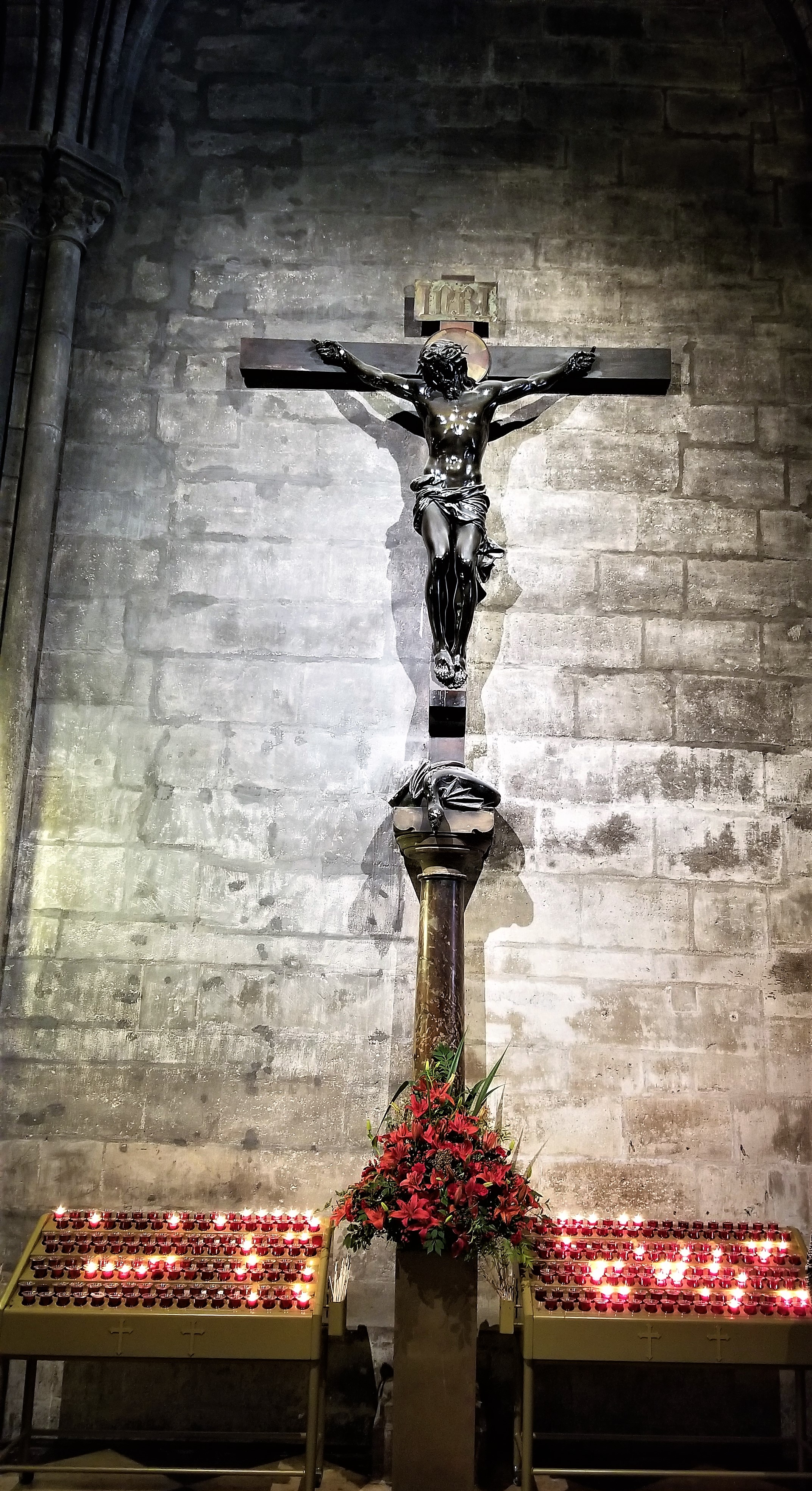 Crucifix inside Notre Dame